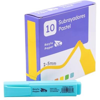 RAYLU PAPER Surligneurs fluorescents à pointe biseautée, lot de 10 marqueurs fluorescents avec trait de 2 à 5 mm, marqueurs fluorescents pour organisation (bleu pastel) RAYLU PAPER Surligneurs fluorescents à pointe biseautée, lot de 10 marqueurs fluorescents avec trait de 2 à 5 mm, marqueurs fluorescents pour organisation (bleu pastel)