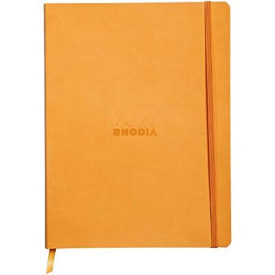 Rhodia 117515C Cahier Souple Orange 19x25 cm Ligné 160 pages Papier Clairefontaine Ivoire 90 g/m Marque-Page, Fermeture Élastique Couverture Simili Cuir Collection rama Rhodia 117515C Cahier Souple Orange 19x25 cm Ligné 160 pages Papier Clairefontaine Ivoire 90 g/m Marque-Page, Fermeture Élastique Couverture Simili Cuir Collection rama