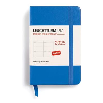 LEUCHTTURM1917 370679 Agenda semainier 2025 Mini A7, couverture rigide, 12 mois, ligné, bleu ciel LEUCHTTURM1917 370679 Agenda semainier 2025 Mini A7, couverture rigide, 12 mois, ligné, bleu ciel