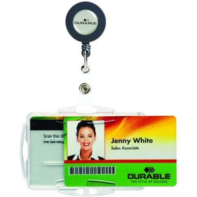 Durable 821919 Boite de 10 Porte-cartes de sécurité avec Clip pour 2 Cartes 54 x 85 mm Durable 821919 Boite de 10 Porte-cartes de sécurité avec Clip pour 2 Cartes 54 x 85 mm