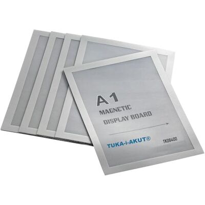 TUKA-i-AKUT Lot de 5 cadres d'affichage magnétiques A1 avec dos autocollant, pochettes de documents, cadre magnétique autocollant pour POS, panneaux, avis, photos. Échange rapide d'insertion, couleur TUKA-i-AKUT Lot de 5 cadres d'affichage magnétiques A1 avec dos autocollant, pochettes de documents, cadre magnétique autocollant pour POS, panneaux, avis, photos. Échange rapide d'insertion, couleur