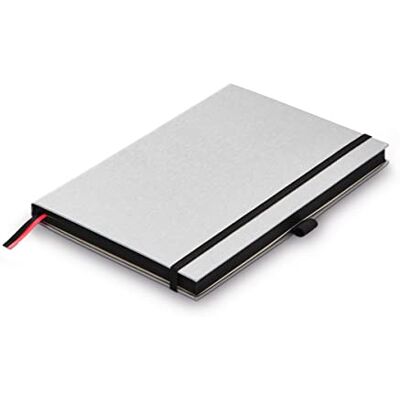 Lamy Paper blanco Carnet de notes à couverture rigide, format A5, format A5 (145 x 210 mm), aspect métal brossé, sans linéature, 192 pages et bande de fermeture élastique Lamy Paper blanco Carnet de notes à couverture rigide, format A5, format A5 (145 x 210 mm), aspect métal brossé, sans linéature, 192 pages et bande de fermeture élastique