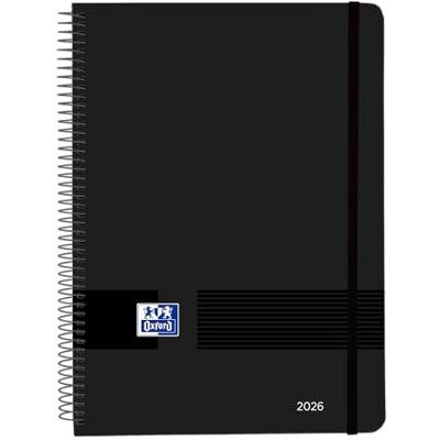 Oxford Live & Go Agenda semainier 2026, format A5, couverture plastique à spirale, espagnol, couleur noire Oxford Live & Go Agenda semainier 2026, format A5, couverture plastique à spirale, espagnol, couleur noire