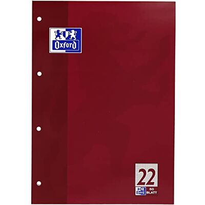 Oxford Bloc-notes 100050348 écolier lignes 22 – A4, 50 feuilles, 90 g/m², 4 perforations Oxford Bloc-notes 100050348 écolier lignes 22 – A4, 50 feuilles, 90 g/m², 4 perforations