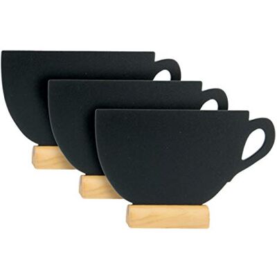 SECURIT Lot de 3 Mini Silhouettes Ardoise ''Tasse'' Base en Bois Feutre-Craie Inclus SECURIT Lot de 3 Mini Silhouettes Ardoise ''Tasse'' Base en Bois Feutre-Craie Inclus