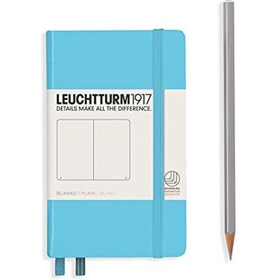 LEUCHTTURM1917 357478 Carnet de notes, format A6, couverture rigide, bleu glacé LEUCHTTURM1917 357478 Carnet de notes, format A6, couverture rigide, bleu glacé