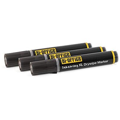 Bi-Office Inkstringxl Marqueur effaçable à Sec pour tableaux blancs avec encre Gel Et pointe ronde de 3 mm Noir, Paquet de 3 Bi-Office Inkstringxl Marqueur effaçable à Sec pour tableaux blancs avec encre Gel Et pointe ronde de 3 mm Noir, Paquet de 3