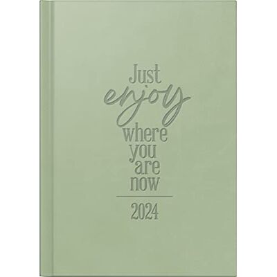 rido/idé Agenda semainier Just Enjoy, modèle futura 2 2024, 2 pages = 1 semaine, format feuille 14,8 x 20,8 cm, vert rido/idé Agenda semainier Just Enjoy, modèle futura 2 2024, 2 pages = 1 semaine, format feuille 14,8 x 20,8 cm, vert