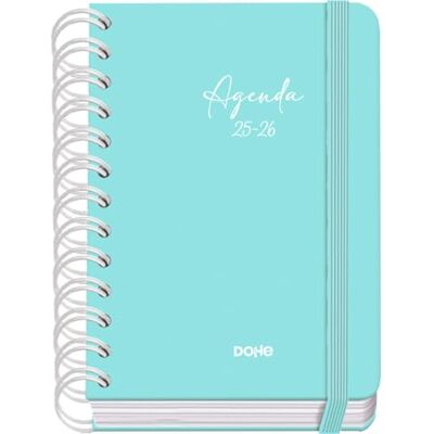 DOHE Agenda Scolaire 2025 2026 Page Par Jour, Taille A6 (12x17 cm), Espagnol et Anglais, Fermeture à Spirale Double et Élastique, Couverture Rigide, 4 Pages d'Autocollants SERENITY Vert DOHE Agenda Scolaire 2025 2026 Page Par Jour, Taille A6 (12x17 cm), Espagnol et Anglais, Fermeture à Spirale Double et Élastique, Couverture Rigide, 4 Pages d'Autocollants SERENITY Vert