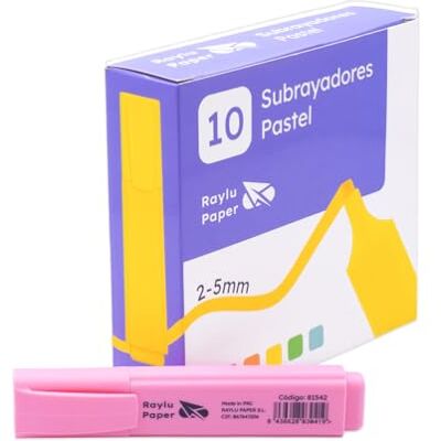 RAYLU PAPER Surligneurs fluorescents à pointe biseautée, lot de 10 marqueurs fluorescents avec trait de 2 à 5 mm, marqueurs fluorescents pour organisation (rose pastel) RAYLU PAPER Surligneurs fluorescents à pointe biseautée, lot de 10 marqueurs fluorescents avec trait de 2 à 5 mm, marqueurs fluorescents pour organisation (rose pastel)