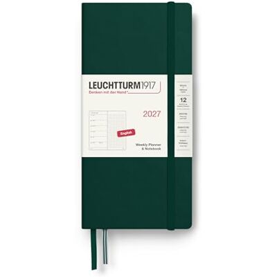 LEUCHTTURM1917 Agenda semainier 2027 à pois (B6 + x A6) avec carnet Agenda semainier vert forêt Couverture rigide 125 x 190 mm + 90 x 150 mm Janvier à décembre Vue hebdomadaire + page de LEUCHTTURM1917 Agenda semainier 2027 à pois (B6 + x A6) avec carnet Agenda semainier vert forêt Couverture rigide 125 x 190 mm + 90 x 150 mm Janvier à décembre Vue hebdomadaire + page de