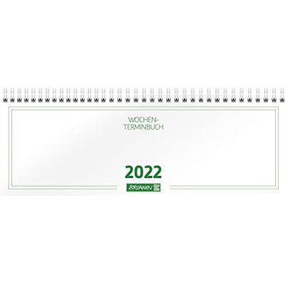 BRUNNEN 1077201002 Calendrier de bureau Modèle 772, 2 pages = 1 semaine, 29,7 x 10,5 cm, enveloppe en carton blanc, calendrier 2022, reliure Wire-O BRUNNEN 1077201002 Calendrier de bureau Modèle 772, 2 pages = 1 semaine, 29,7 x 10,5 cm, enveloppe en carton blanc, calendrier 2022, reliure Wire-O