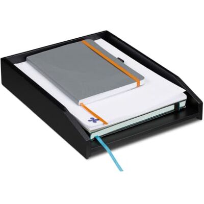 Relaxdays Corbeille à Courrier Empilable, Papier DIN A4, Bureau, Range-Documents, Bambou, HLP 6 x 25 x 33 cm, noir Relaxdays Corbeille à Courrier Empilable, Papier DIN A4, Bureau, Range-Documents, Bambou, HLP 6 x 25 x 33 cm, noir