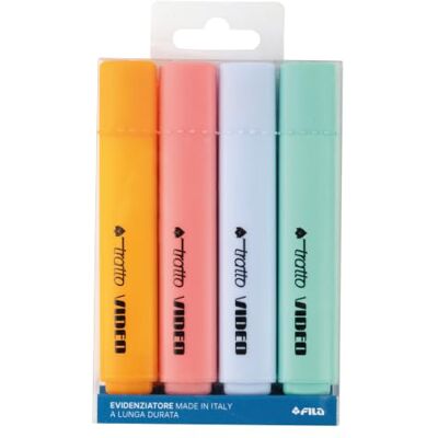 Tratto Vidéo Pastel COCKTAIL enveloppe 4 surligneurs couleurs mandarine-pamplemousse-menthe-glace Tratto Vidéo Pastel COCKTAIL enveloppe 4 surligneurs couleurs mandarine-pamplemousse-menthe-glace