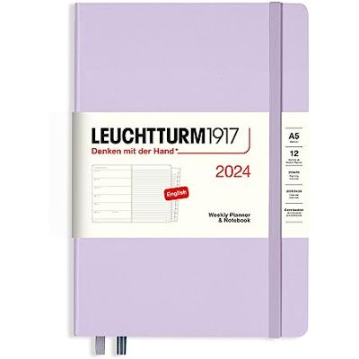 LEUCHTTURM1917 367703 Agenda semainier et carnet Medium (A5) 2024, 12 mois, Lilas, anglais LEUCHTTURM1917 367703 Agenda semainier et carnet Medium (A5) 2024, 12 mois, Lilas, anglais