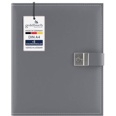 Goldbuch Cezanne 53809 Porte-documents pour documents A4, classeur à anneaux avec 5 pochettes de vision, classeur extensible avec serrure, orgamappe en cuir synthétique, env. 27,5 x 34 cm, pierre Goldbuch Cezanne 53809 Porte-documents pour documents A4, classeur à anneaux avec 5 pochettes de vision, classeur extensible avec serrure, orgamappe en cuir synthétique, env. 27,5 x 34 cm, pierre