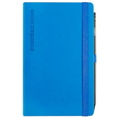 COMIX , Large Agenda 2026 hebdomadaire 12 mois, fermeture avec élastique et passant élastique pour crayon ou stylo, crayon inclus, double signet cm 13 x 21 h, bleu COMIX , Large Agenda 2026 hebdomadaire 12 mois, fermeture avec élastique et passant élastique pour crayon ou stylo, crayon inclus, double signet cm 13 x 21 h, bleu