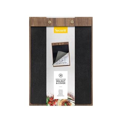 SECURIT Porte menu format A4 type Clipboard en bois de noyer et simili cuir Présentation menu restaurant SECURIT Porte menu format A4 type Clipboard en bois de noyer et simili cuir Présentation menu restaurant