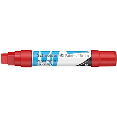 Schneider Paint-It 120302 Stylo acrylique (avec pointe biseautée de 15 mm, peintures acryliques à fort pouvoir couvrant, pour bois, toile, pierre, etc.) Rouge Schneider Paint-It 120302 Stylo acrylique (avec pointe biseautée de 15 mm, peintures acryliques à fort pouvoir couvrant, pour bois, toile, pierre, etc.) Rouge