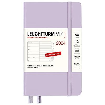 LEUCHTTURM1917 367730 Agenda semainier et carnet de notes de poche format A6 2024 avec carnet d'adresses et anniversaires Lilas, allemand, 12 mois LEUCHTTURM1917 367730 Agenda semainier et carnet de notes de poche format A6 2024 avec carnet d'adresses et anniversaires Lilas, allemand, 12 mois