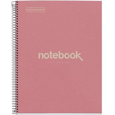 Miquelrius Cahier A4 recyclé, 80 Feuilles de 80 g/m², Grille 5 x 5 mm, Carnet en papier recyclé (Post-Consommation récupéré), 1 Bande Couleur, 4 Trous, Couverture Recyclée, Eco Pink Miquelrius Cahier A4 recyclé, 80 Feuilles de 80 g/m², Grille 5 x 5 mm, Carnet en papier recyclé (Post-Consommation récupéré), 1 Bande Couleur, 4 Trous, Couverture Recyclée, Eco Pink