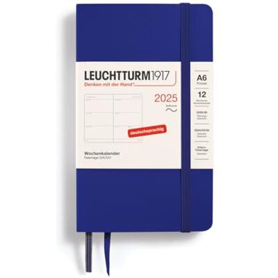 LEUCHTTURM1917 370578 Agenda semainier 2025 de poche, format A6, couverture souple, 12 mois, 80 g, ligné, encre LEUCHTTURM1917 370578 Agenda semainier 2025 de poche, format A6, couverture souple, 12 mois, 80 g, ligné, encre