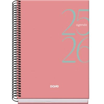 DOHE Calendrier scolaire 2025 2026 Vue hebdomadaire, format A5 (15 x 21 cm), espagnol et anglais, septembre-juin, spirale, couverture rigide SYSTÈME Rose DOHE Calendrier scolaire 2025 2026 Vue hebdomadaire, format A5 (15 x 21 cm), espagnol et anglais, septembre-juin, spirale, couverture rigide SYSTÈME Rose
