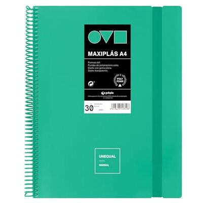 Grafoplás Grafoplas Classeur à pochettes en plastique A4 30 pochettes transparentes Couverture rigide en Polyfoam Résistant et ultra léger Turquoise Spirale PVC Idéal pour documents Grafoplás Grafoplas Classeur à pochettes en plastique A4 30 pochettes transparentes Couverture rigide en Polyfoam Résistant et ultra léger Turquoise Spirale PVC Idéal pour documents