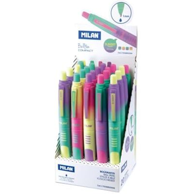 MILAN Boîte d'affichage 20 stylos COMPACT Sunset encre bleue MILAN Boîte d'affichage 20 stylos COMPACT Sunset encre bleue