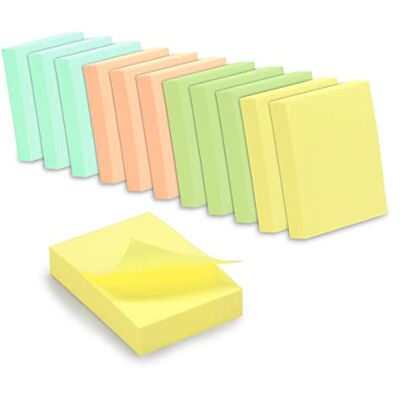 Waytex 1200 Notes autocollantes repositionnables couleurs pastel 12 blocs de 100 feuilles 3,75 x 5 cm sens vertical Waytex 1200 Notes autocollantes repositionnables couleurs pastel 12 blocs de 100 feuilles 3,75 x 5 cm sens vertical