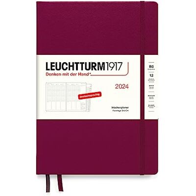 LEUCHTTURM1917 367849 Composition (B5) Agenda semainier 2024 avec livret supplémentaire pour adresses et anniversaires, port rouge, allemand, 12 mois LEUCHTTURM1917 367849 Composition (B5) Agenda semainier 2024 avec livret supplémentaire pour adresses et anniversaires, port rouge, allemand, 12 mois