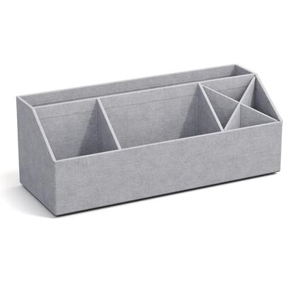 Bigso Box of Sweden BIGSO ELISA Organiseur de bureau, avec 4 compartiments, système de rangement pour notes, trombones, stylos, etc. Boîte de rangement en panneau de fibres et papier aspect lin, gris clair Bigso Box of Sweden BIGSO ELISA Organiseur de bureau, avec 4 compartiments, système de rangement pour notes, trombones, stylos, etc. Boîte de rangement en panneau de fibres et papier aspect lin, gris clair