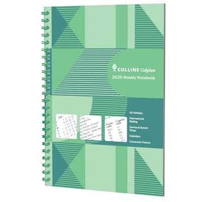 Collins Colplan Agenda semainier 2025 A5 Vert (61-25) Agenda hebdomadaire à spirales avec pages de notes Collins Colplan Agenda semainier 2025 A5 Vert (61-25) Agenda hebdomadaire à spirales avec pages de notes