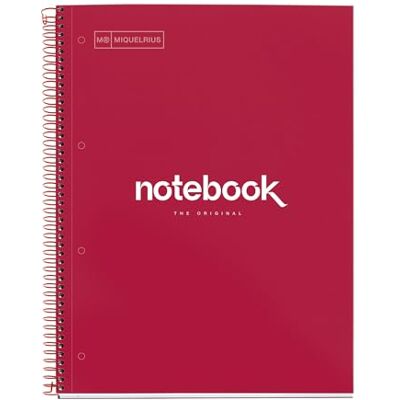 Miquelrius Cahier A4 Notebook Emotions, 80 Feuilles 90 g/m², Quadrillage 5 x 5 mm, 1 Bande Colorée, Spirale avec Microperforation, Cahier Quadrillé, Couverture Extra Rigide, 4 Perforations, Rouge Miquelrius Cahier A4 Notebook Emotions, 80 Feuilles 90 g/m², Quadrillage 5 x 5 mm, 1 Bande Colorée, Spirale avec Microperforation, Cahier Quadrillé, Couverture Extra Rigide, 4 Perforations, Rouge
