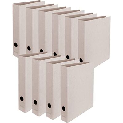 FALKEN Lot de 10 classeurs vegan Pure Raw. Fabriqué en Allemagne. Largeur 5 cm, format A4, gris naturel, puriste FALKEN Lot de 10 classeurs vegan Pure Raw. Fabriqué en Allemagne. Largeur 5 cm, format A4, gris naturel, puriste