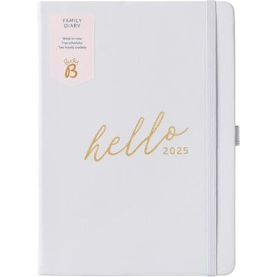 Busy B Agenda familial 2025 A5 – Planificateur hebdomadaire avec 5 horaires, couverture en similicuir lilas clair et feuille d'or – Planificateur de vie pour les familles occupées – Comprend un Busy B Agenda familial 2025 A5 – Planificateur hebdomadaire avec 5 horaires, couverture en similicuir lilas clair et feuille d'or – Planificateur de vie pour les familles occupées – Comprend un