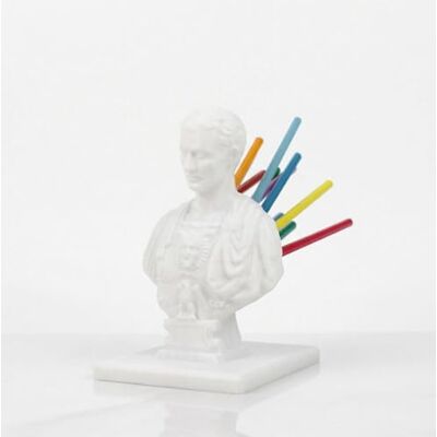 Naturalspring Julius Caesar Pot à stylos, statue de poitrine, porte-stylo créatif, accessoire de papeterie, blanc Naturalspring Julius Caesar Pot à stylos, statue de poitrine, porte-stylo créatif, accessoire de papeterie, blanc