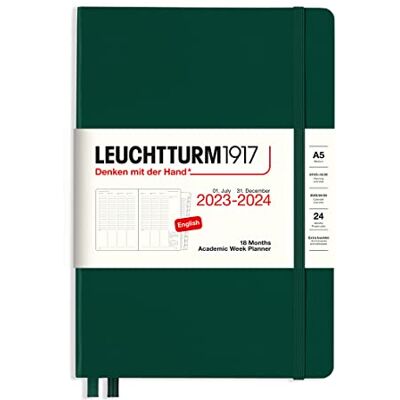 LEUCHTTURM1917 367547 Agenda semainier académique 2024, 18 mois, format A5, vert forêt, en anglais LEUCHTTURM1917 367547 Agenda semainier académique 2024, 18 mois, format A5, vert forêt, en anglais