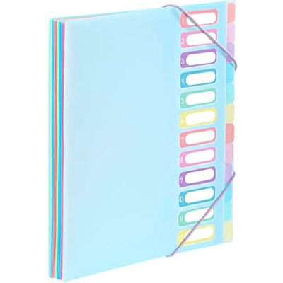 Viquel Trieur Document A4 avec 12 Compartiments Organisateur de bureau extensible Porte document A4 avec index Fermeture par élastique Rainbow Pastel Bleu Viquel Trieur Document A4 avec 12 Compartiments Organisateur de bureau extensible Porte document A4 avec index Fermeture par élastique Rainbow Pastel Bleu