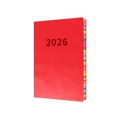 Collins Edge Rainbow ED151.U15-26 Agenda annuel 2026 12 mois, 1 jour par page, avec 1/2 heures de rendez-vous, couverture souple A5, rouge Collins Edge Rainbow ED151.U15-26 Agenda annuel 2026 12 mois, 1 jour par page, avec 1/2 heures de rendez-vous, couverture souple A5, rouge