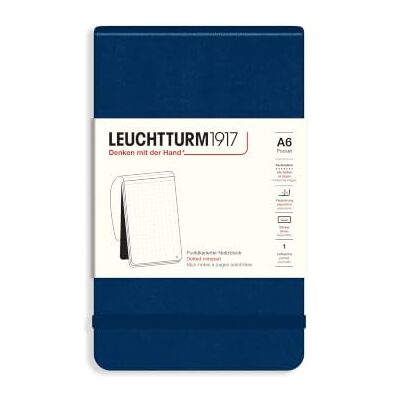 LEUCHTTURM1917 364416 Bloc-notes Pocket A6, couverture rigide, 184 pages numérotées, à pois, bleu marine LEUCHTTURM1917 364416 Bloc-notes Pocket A6, couverture rigide, 184 pages numérotées, à pois, bleu marine