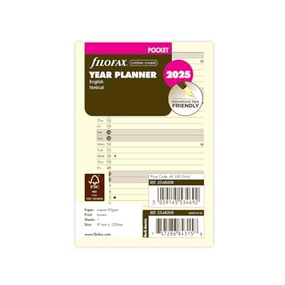 Filofax Pocket 25-68208 Agenda annuel 2025 Coton Crème Filofax Pocket 25-68208 Agenda annuel 2025 Coton Crème