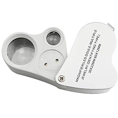 SKYPRO Loupes de bijoutier à double lentille 30 x 60 x avec éclairage LED SKYPRO Loupes de bijoutier à double lentille 30 x 60 x avec éclairage LED
