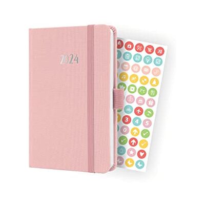 Sigel J4404 Jolie Agenda semainier 2024, env. A6, couverture rigide, avec couverture textile, élastique, passant pour stylo, poche plaquée, 174 pages, en papier durable, agenda Sigel J4404 Jolie Agenda semainier 2024, env. A6, couverture rigide, avec couverture textile, élastique, passant pour stylo, poche plaquée, 174 pages, en papier durable, agenda