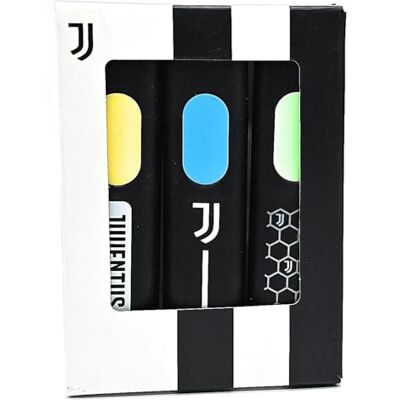 JUVENTUS Seven Lot de 3 surligneurs, encre jaune, bleu et vert, surligneurs école moyenne et supérieure, garçon et fille, Noir , Taglia Unica JUVENTUS Seven Lot de 3 surligneurs, encre jaune, bleu et vert, surligneurs école moyenne et supérieure, garçon et fille, Noir , Taglia Unica