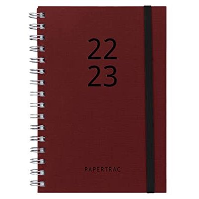PaperTrac Agenda 2022 2023 – Garnet – Semaine vue – Format A5 – 14,5 x 21,2 cm – Langue : Espagnol-Anglais – Avec ruban adhésif – PaperTrac Agenda 2022 2023 – Garnet – Semaine vue – Format A5 – 14,5 x 21,2 cm – Langue : Espagnol-Anglais – Avec ruban adhésif –