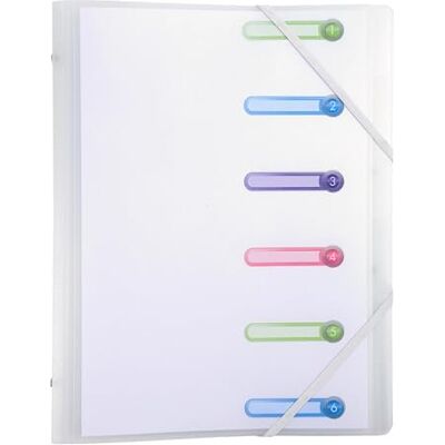 EXACOMPTA Réf. 56177E Carton de 10 trieurs Chromaline 3 rabats avec élastiques et fenêtres découpées couverture et intérieur en PP 6 compartiments dim 25x32cm A4 incolore EXACOMPTA Réf. 56177E Carton de 10 trieurs Chromaline 3 rabats avec élastiques et fenêtres découpées couverture et intérieur en PP 6 compartiments dim 25x32cm A4 incolore