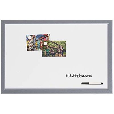 Bi-Office Tableau blanc magnétique avec marqueur et 2 aimants Argenté 60 x 40 cm Bi-Office Tableau blanc magnétique avec marqueur et 2 aimants Argenté 60 x 40 cm
