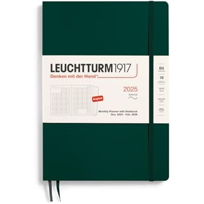 LEUCHTTURM1917 370710 Agenda mensuel et carnet de notes 2025, Composition B5, couverture souple, 16 mois, ligné, vert forêt LEUCHTTURM1917 370710 Agenda mensuel et carnet de notes 2025, Composition B5, couverture souple, 16 mois, ligné, vert forêt