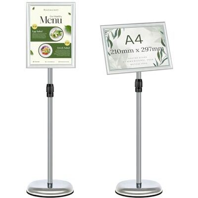 Mutualsign Support pour affiche A4 Cadre encliquetable Support de panneau publicitaire pour mariage/spectacle/affichage/publicité/vente (argenté) Mutualsign Support pour affiche A4 Cadre encliquetable Support de panneau publicitaire pour mariage/spectacle/affichage/publicité/vente (argenté)